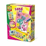 SES Creative 14136 Bunte Sandbilder Waldtiere - Kreatives Malen & Basteln Set für Kinder ab 3 Jahren, Diverse Farben