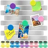 8 Stück Magnettafel Memotafel, 27.5 x 2.5 cm Magnetleiste Selbstklebend mit 20 Stück Starke Magnete, Magnettafeln, Pinnwand Board Memo Board für Büro, Küche, Dokumente und Kühlschrank (8pc 20)