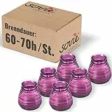 Sovie CANDLES Glaswindlicht Flairlight LILA 6er Set, Duftfrei – Edle Kerzen im Glas – ca. 60–70 Std Brenndauer – Elegante Deko & stilvolles Licht