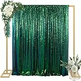 ShinyBeauty Grüner Pailletten-Hintergrund, bunt, grün, 1,2 m breit, 2,1 m hoch, Hintergrunds, Meerjungfrauen-Hintergrund für Abschlussfeier, Hochzeitszeremonie