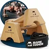 BARE HANDS Liegestützgriffe aus Holz – 2er Set Parallettes Calisthenics Griffe – Push Up Bars rutschfest & kompakt – Handstand Griffe, Liegestütze & Calisthenics Equipment