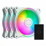 Cooler Master MasterFan 3n1 MF120 Halo White Edition ARGB-Dual Ring adressierbare RGB-Beleuchtung, Gehäuse & Kühlung, Hybrid-Lüfterblatt-Design, Smart-Sensor, Vibrationsdämpfungsrahmen, mit Controller