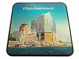 Premium Glasuntersetzer mit Hamburg Motiven - 6er Set Untersetzer mit HH Wahrzeichen und Wappen - 3D Metallic-Effekt 10 x 10 cm