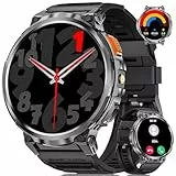DREMAC FV6 Smartwatch Herren-1,85‘’ HD Großes Display Smartwatch mit Taschenlampe/730 mAh Akku,Sportuhr mit 120 Sportmodi, 24/7 Herzfrequenz,Stress,Schlafmonitor für Android iOS (2 Silikonarmband)