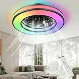 Nigecue 50W Deckenventilator mit Beleuchtung, Ø42CM Deckenlampe Deckenleuchte mit Ventilator Fernbedienung, 3000K-6500K Farbtemperatur, RGB-Lichter, 6 Windstufen, Timer, Speicherfunktion, 3200lm