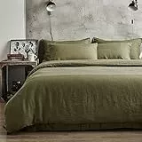 Sedefen Bettwäsche Set 135x200cm Baumwolle Olivgrün Grün Einfarbig Premium Renforce Uni Einzelbett Bettbezug und 1 Kissenbezug 80x80cm mit Reißverschluss