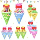 MONCAP 8 Stück Schultüte zur Einschulung Zuckertüte Filz Schultüte Geschenktüte Einschulung Deko zum Aufhängen für Schulanfang Dekoration Junge Mädchen