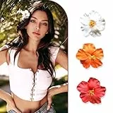 YIUWOD 3blumen Spange - Haarspangen Blumen - Haarklammer Blumen - Kleine Accessoires FüR Partys, Reisen, Strandurlaub, Dates und zur Dekoration von Kleidung (Weiß, Rot und Orange)