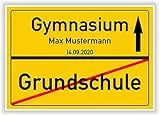 Ortsschild Bild kleines Geschenk zur Einschulung von der Grundschule in das Gymnasium - Geschenkidee Kinder Party Deko Junge Mädchen Hinweisschild Schulanfang