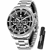 SAPPHERO Uhren Herren Chronograph Analog Quarz 50M Wasserdicht Armbanduhr Herren Mode Lässig Business Herrenuhren mit Kalender Edelstahlarmband Uhr Geschenk für Männer