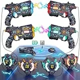 VATOS Wiederaufladbar Daten Echtzeit SYNC Laser Tag Pistole - Infrarot Lasertag mit 4 Pistolen 4 Westen mit leuchtendem Licht,Lazer Tag Spiel für Erwachsene,Laserpistolen Set von 4 für Jungen Mädchen