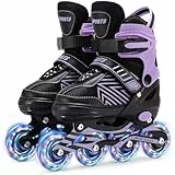 Inline Skates für Kinder Mädchen, Verstellbare Inliner Rollschuhe Kinder mit Allen leuchtenden Rädern für Damen Jungs Anfänger (M (EU32-36))