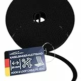 KabelDirekt – Kabelbinder Klettband – 10m Rolle, 20mm breit – zuschneidbare Klett-Rolle/Kabelmanagement mit Klettverschluss (wasserfest, umweltfreundlich, wiederverwendbar – schwarz)