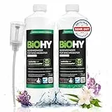 BiOHY Bodenreiniger für alle Wischroboter mit Frühlingsduft (2 x 1 liter) + Dosierer | Schaumarm & Streifenfrei | Reinigungsmittel Konzentrat für alle Böden