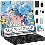 SUAAT 2026 Android 15 Tablet 10.1 Zoll, 30 GB RAM + 128 GB ROM+2TB,Gemini AI, Widevine L1, GPS,GMS,Octa Core, 8000 mAh, 8 MP + 5 MP, BT5.0,Tablet mit Maus, Tastatur und Schutzhülle-Blau