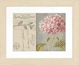 Lanarte Kreuzstich Stickpackungen Gezählter Kreuzstichbilder Set HORTENSIEN Wanddekoration Handarbeit Set für Erwachsene 28 x 20 cm DIY Deko Bastelset Handwerker Kreative Geschenkset