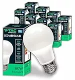 V-TAC 10x LED Glühbirne E27 - [ Hohe Effizienz 8,5W ] – A60 – (Entspricht 60W) – Energiesparende Lampen der Neuen Generation – 806 Lumen – Licht Kaltweiß 6500K
