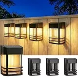 btfarm 4 Stück Solar Wandleuchte Aussen, 3 Farben Heller Solarlampen für Außen Wand LED IP65 Wasserdicht Wandlampe, Zaunleuchten Outdoor Kabellose für Garten Hauswand Terrasse Zaun Balkon, Warmweiß
