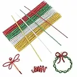jijAcraft Glitzer Pfeifenreiniger 100 Stück Chenilledraht, 6 MM * 30 cm, Ideal für DIY Basteln, Weihnachtszierde Making und Dekorieren - Bunt mit 4 Farben