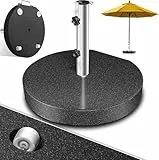 KESSER® Granit Sonnenschirmständer mit Edelstahlrohr, Hochwertiger Schirmständer Rund Sockel 30KG - für Schirmstöcke bis 16-48 mm, Inkl. Transport Griff Garten Balkonschirmständer, Anthrazit