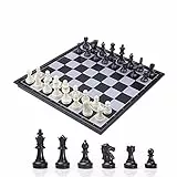 KOKOSUN Schachspiel Schwarz und weiß Schachfiguren, Magnetisch Faltbares Schachbrett Bequeme Aufbewahrung, Lernspielzeug/Geschenk für Kinder und Erwachsene (32×32cm)