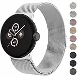 Amzpas Metallarmband, kompatibel mit Google Pixel 2, Uhrenarmbänder für Damen und Herren, Edelstahl-Mesh-Schlaufe, verstellbares Ersatzband für Google Pixel Watch/Pixel Watch 2