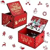 Cobee Weihnachten Jingle Bells Handkurbel Spieluhren, Holz Weihnachtsspieluhr Mini Vintage Gravierte Spieluhren Frohe Weihnachten Dekorationen Geschenke für Neujahr Weihnachten Jungen Mädchen Männer