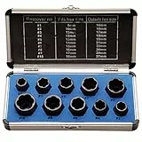 BGS Diy 20210 | Spiral-Profil-Steckschlüssel-Satz/Schraubenausdreher | 10 mm (3/8') / Außensechskant | SW 9-19 mm | 10-tlg.