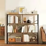YITAHOME Bücherregal mit 4 Ebenen, Standregal 120cm Hoch Freistehendes Eck-Bücherregal, Offene Display-Aufbewahrung, Regale für Wohnzimmer Schlafzimmer Büro, Vintagebraun-schwarz