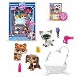 Littlest Pet Shop Bandai BF00638 Spa-Tag, 3 Haustiere, 10 Zubehörteile, 1 Sammlerkarte, 1 virtueller Code, Generation 7 Haustiere 172, 173, 174, LPS-Figuren, ab 4 Jahren
