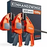 PRESCH Einhandzwingen 300mm 2 Stk. – Zwingen Set mit 150kg Spannkraft für sofortiges Fixieren – Robuste Schnellspannzwingen dank Carbonstahl & glasfaserverstärktem Gehäuse – Zwingen mit Spreizfunktion