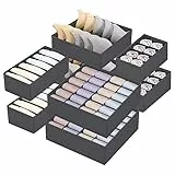 FAMKEEP 8er-Set Aufbewahrungsbox für Unterwäsche,Kleiderschrank Organizer,Faltbare Unterwäsche Organizer Schublade, Ordnungssystem Kleiderschrank für BHS, Krawatten, Socken,Grau