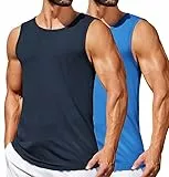 COOFANDY Tanktops 2 Pack Herren Sport Shirt Männer Ärmellose Shirt Sommer Fitness Gym Sport Tops Blau/Marineblau (2 Stück) M