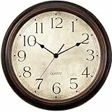 KECYET, Wanduhr, 14 cm, batteriebetrieben, leise, nicht tickende Wanduhr, Vintage, Retro, rustikaler Stil, dekorativ für Schlafzimmer, Wohnzimmer, Küche, Heimbüro (Bronze)