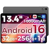 RebotAi 2026 Tablet 13.4 Zoll Android 16 Tablet, 32GB RAM+256GB ROM/1TB TF, 10000mAh Tablet Octa-Core 1920 * 1200 IPS, 5+16MP/GPS/Widevine L1/18W Schnellladung