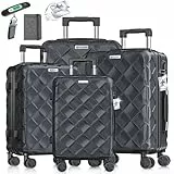 KESSER® Reisekoffer Set 4-teilig | Kofferset ABS Hartschalenkoffer mit Zahlenschloss, Kofferwaage & Reisebrieftasche 360° Rollen | Handgepäck & große Koffer für Business & Reise Trolley Charcoal
