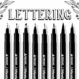 TRITART Kalligraphie-Bleistifte, 8 Stück, Pinselstifte mit verschiedenen Stiftspitzen, schwarze Filzstifte mit den besten japanischen Tönen, Handletter Fineliner und Malstifte