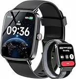 Gydom Smartwatch Herren Damen mit Telefonfunktion 1.85' HD Touch Fitnessuhr Fitness Tracker Herzfrequenz/SpO2/Schlafmonitor/Schrittzähler IP68 wasserdichte Sportuhr (Obsidian Schwarz)