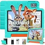 ZIOVO Kinder Tablet 10 Zoll Android 15 mit 30GB RAM+TF 2TB, 5G WiFi, Gemini AI, Octa-Core, Widevine L1, GPS, Face ID, Kindersicherung, iWAWA, 6000mAh, BT 5.0, Kids Tablet mit Eva Case - Grün