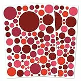 Punalu Kreis Set 176 Stück Wandtattoo für Babyzimmer Aufkleber Sticker Kreise Wandaufkleber Kinderzimmer Deko Punkte Dots Klebepunkte (Rot)