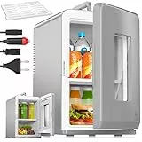 KESSER® 2in1 Mini Kühlschrank Kühlbox 15 Liter Kühl und Heizfunktion Tragbarer AC DC 220-240V/12V Steckdose und Zigarettenanzünder Warmhaltebox Mini-Thermobox Auto Büros Zimmer Camping Garten Grau