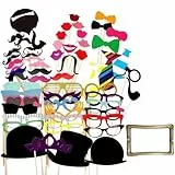 NIEEKRUN 59 Stück Foto Requisiten, Fotobox Accessoires, Fotobox Accessoires Hochzeit, Party Foto Booth Requisiten Dekoration, Geburtstag Lustig Party Deko, Partyzubehör für Hochzeit Geburtstag Garten