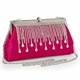 MIFXIN Damen Exquisite Diamant Schleife Clutch Tasche Frauen Glänzend Abendtasche mit abnehmbarer Kette Schleife Zubehör für Party Dinnerparty Alltag, D-Rose, one size