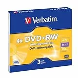 Verbatim DVD+RW Rohlinge, 4X, 4.7GB, Kratzfest