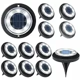 Flacchi Solar Bodenleuchten Aussen - Solarleuchten für Garten Außen mit 8 LEDs, Wasserdicht Led Solar Gartenleuchten, Solarlampen für Außen Rasen Auffahrt Gehweg Patio (Weiß, 12 Stück)