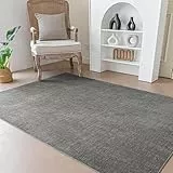 Evitany Teppich Groß 140x200cm,Anti-Rutsch Unterseite,Kurzflor Teppich Waschbar in Waschmaschine,Moderne Rechteckig Dunkelgrau,Weich Teppiche Schlafzimmer,Dunkelgrau