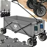 Miweba Faltbarer Bollerwagen MB-30 | Traglast 120 kg - Klappbar - Handwagen faltbar - Transportwagen für Kinder - Kinderwagen - Gartenwagen - Wagen - Strandwagen - Faltwagen (Grau)