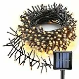 L LAMPOP Solarbetriebene Weihnachtslichterkette für den Außenbereich, 120 LEDs, wasserdicht, warmweiß