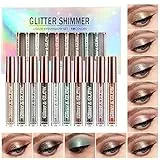 10PCS flüssiger Glitter Lidschatten Metallischer Schimmer Schweißfestes Make-up Set, Pressed All Highly Pigmented Blending Powder,Perfect For Every Woman & Girl (10pcs)