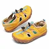 SAGUARO Sandalen Kinder Trekkingsandalen Jungen Mädchen Barfußschuhe rutschfest Sport Outdoorsandalen Leicht Atmungsaktiv Sommerschuhe für Trekking, Alltag und Strand, Gelb, 30 EU